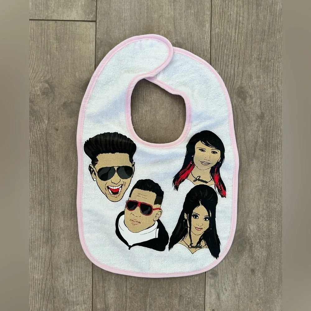 Rare Jersey Shore Baby Girl Bib- new, made at the jersey shore shop